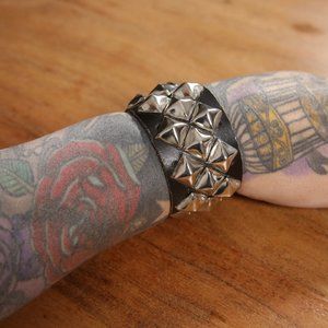Handmade punk studded leather bracelet from the 90’s